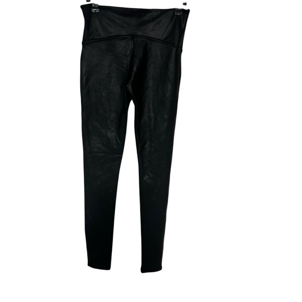 Spanx Women's Faux Leather Leggings Size Medium Black Stretch Moto - Picture 4 of 11